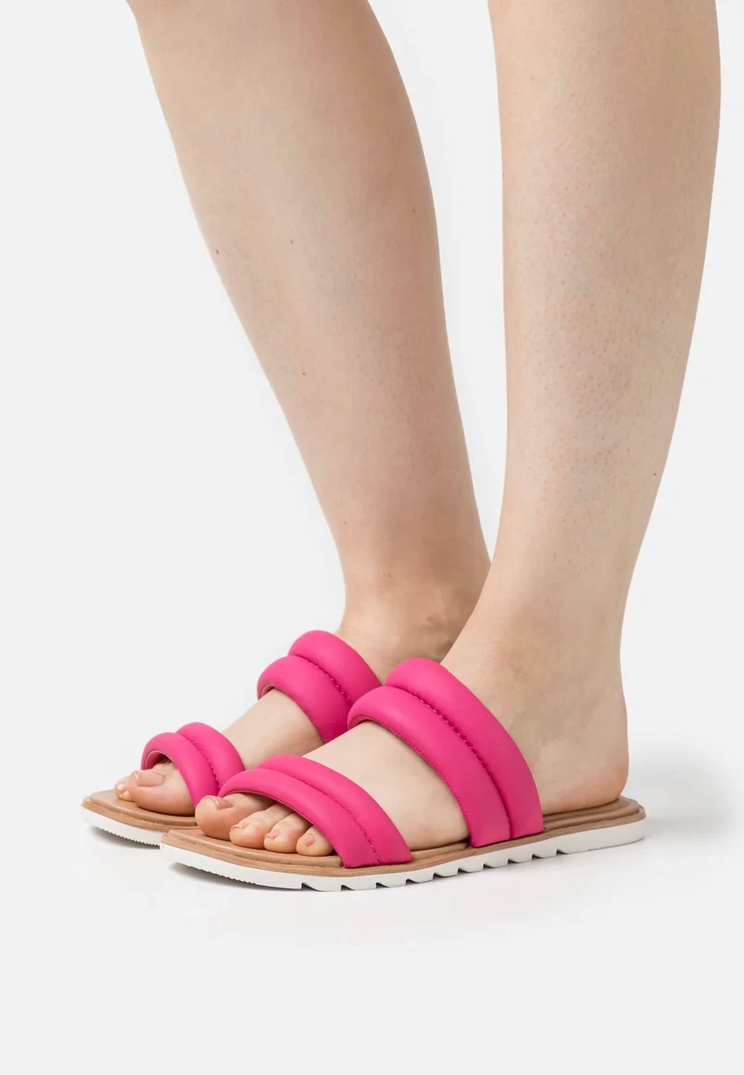 SOREL Women's Ella II Puff Slide in fuchsia fizz sea salt - women's sandal - alternate view