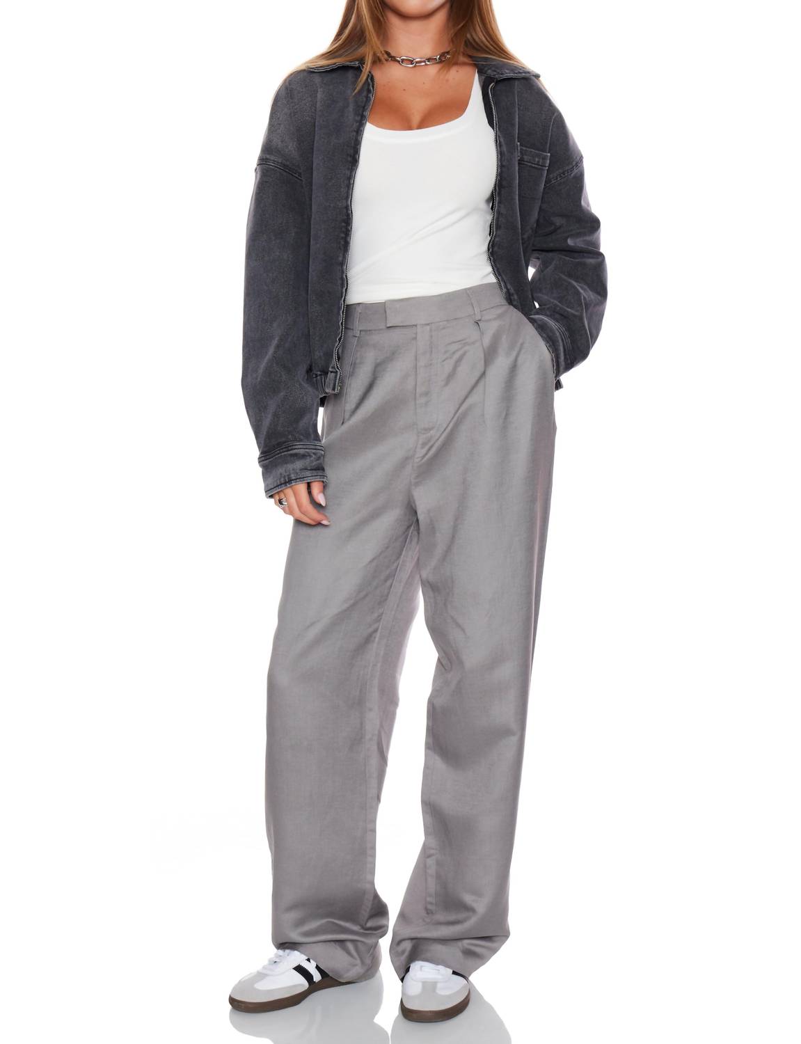 WithBlack Jackie Denim Bomber Jacket in gray - women's jacket - view 4