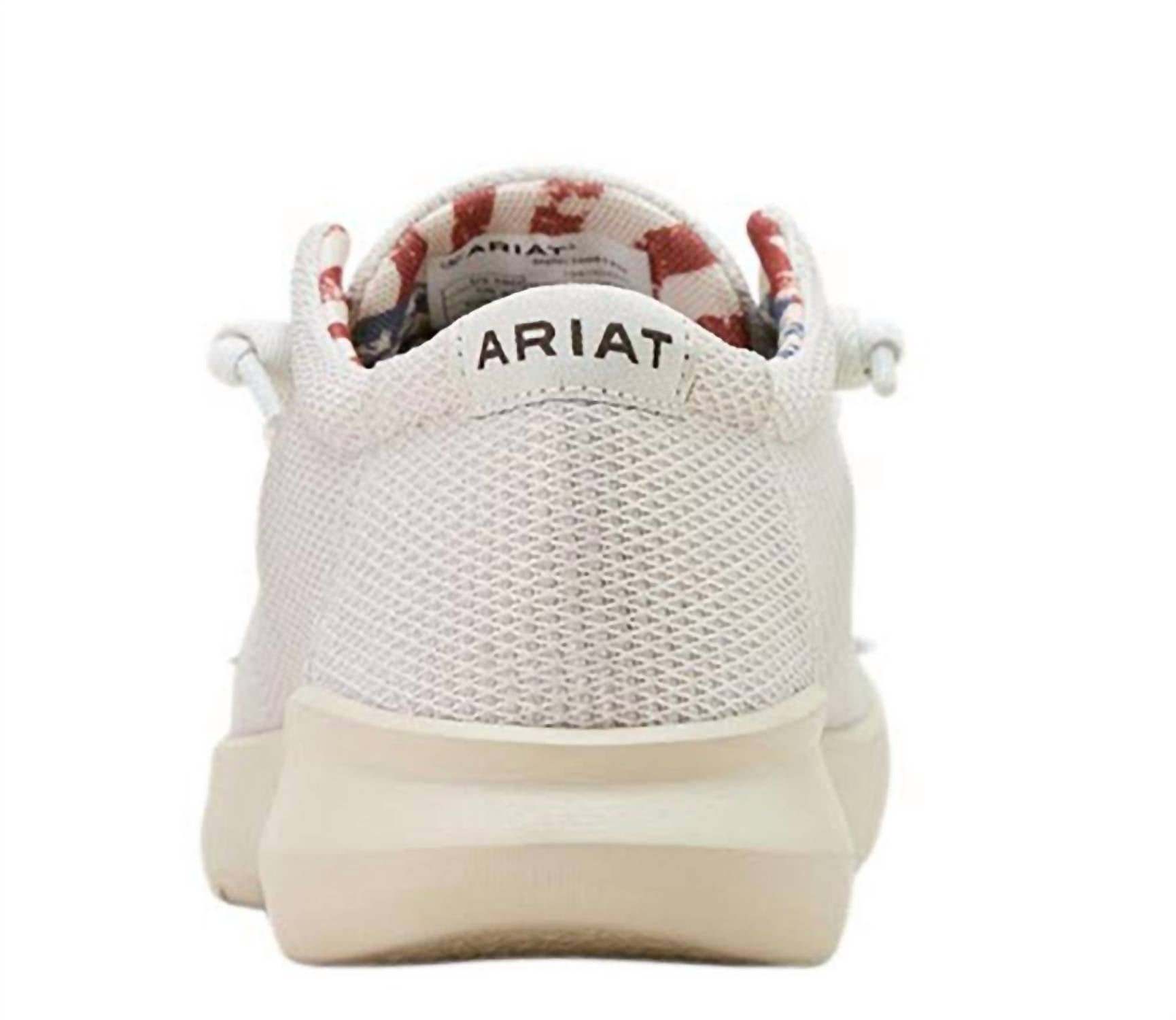 ARIAT Men's Hilo Mesh Slip On Casual Shoe in cream - men's sneaker - detail view