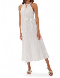 Ecru - HATHAWAY EMBRDERD HALTER DRESS