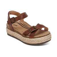 Aetrex Women's Paula Platform Sandal in walnut - women's sandal