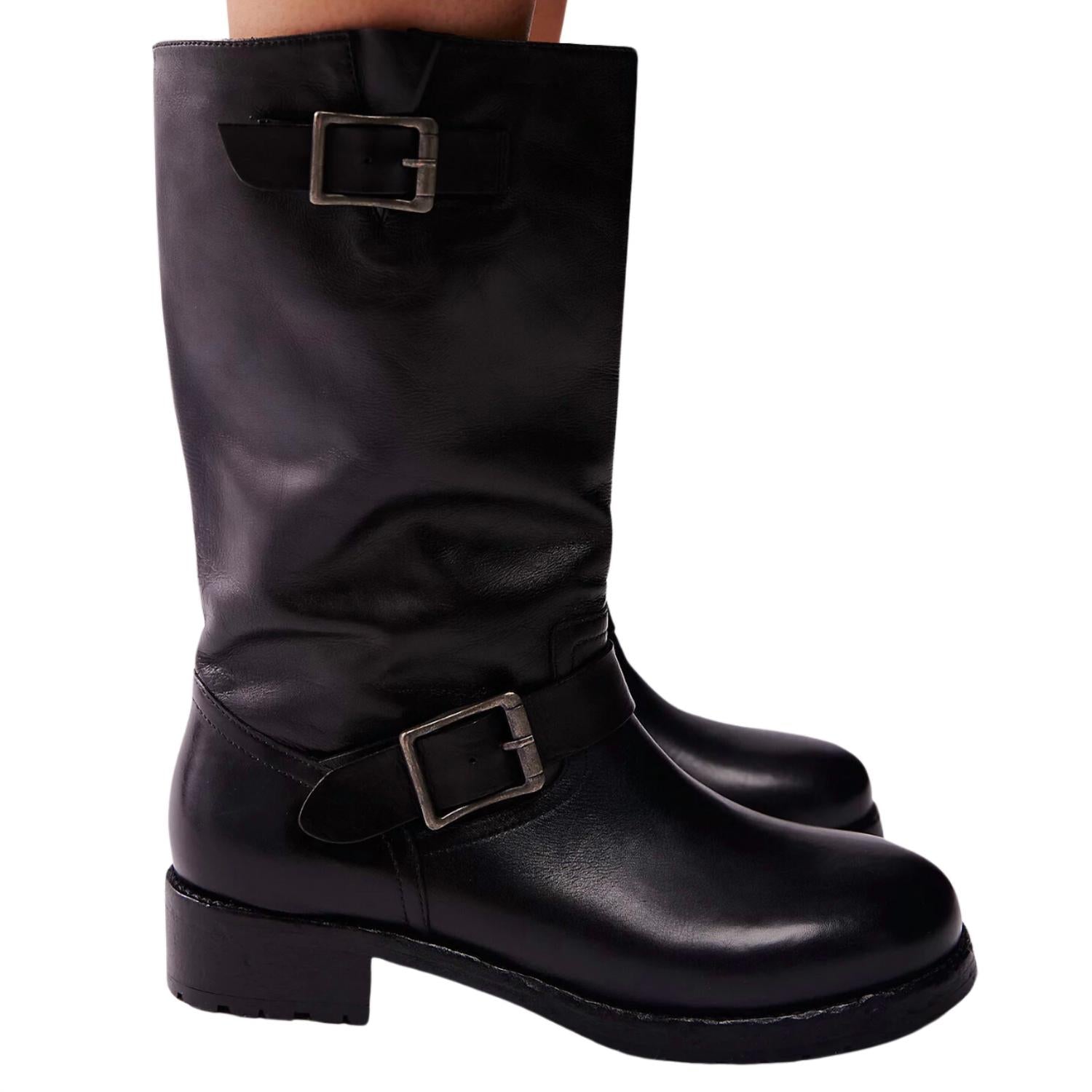Free People Ride Or Die Engineer Boots in black - women's shoe