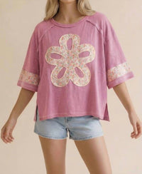 Haptics - Flower Patch Color Block Loose Fit Top