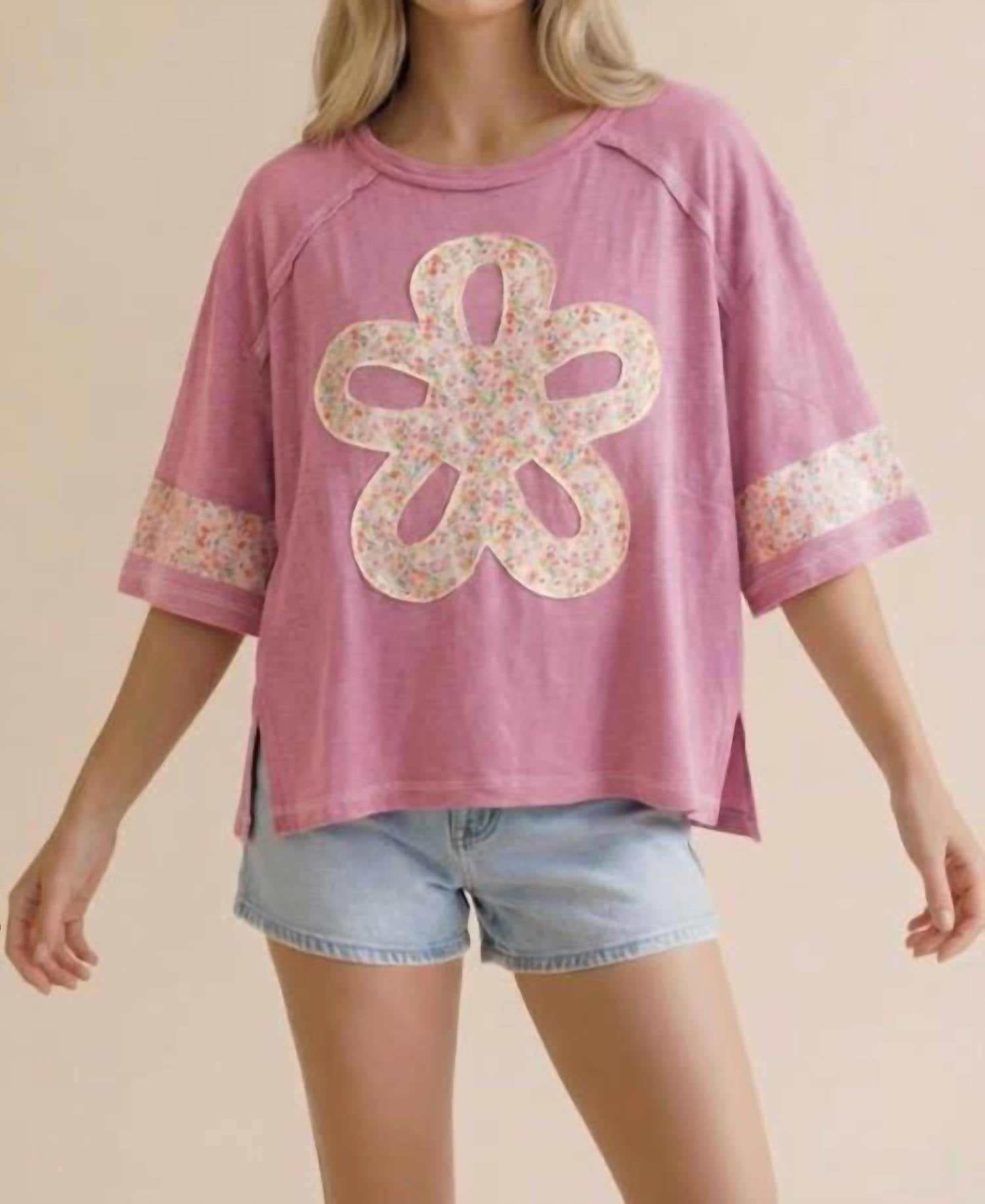 Haptics - Flower Patch Color Block Loose Fit Top