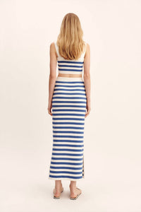 POSSE Ari Crop Top in blue stripe - women's shirt - detail view