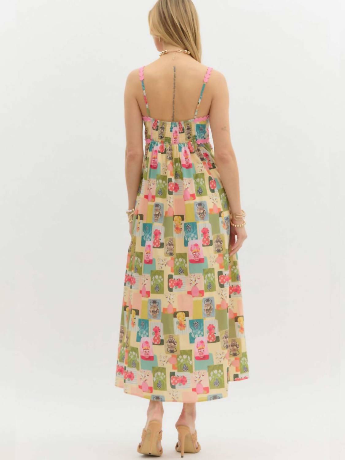Entro - Italian Vase Print Midi Dress