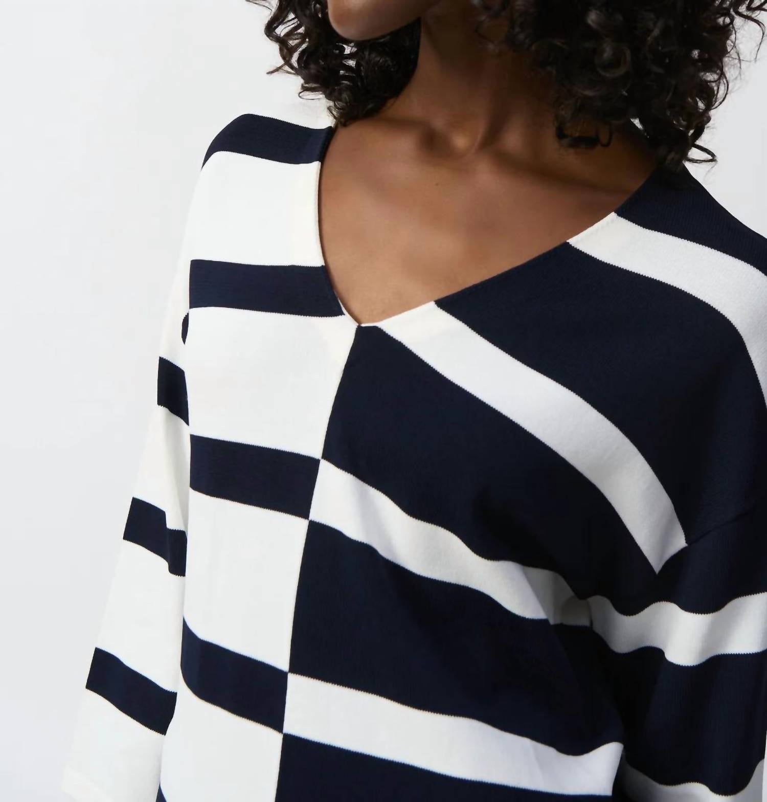 Joseph Ribkoff - Striped Three Quarter Sleeves Pullover