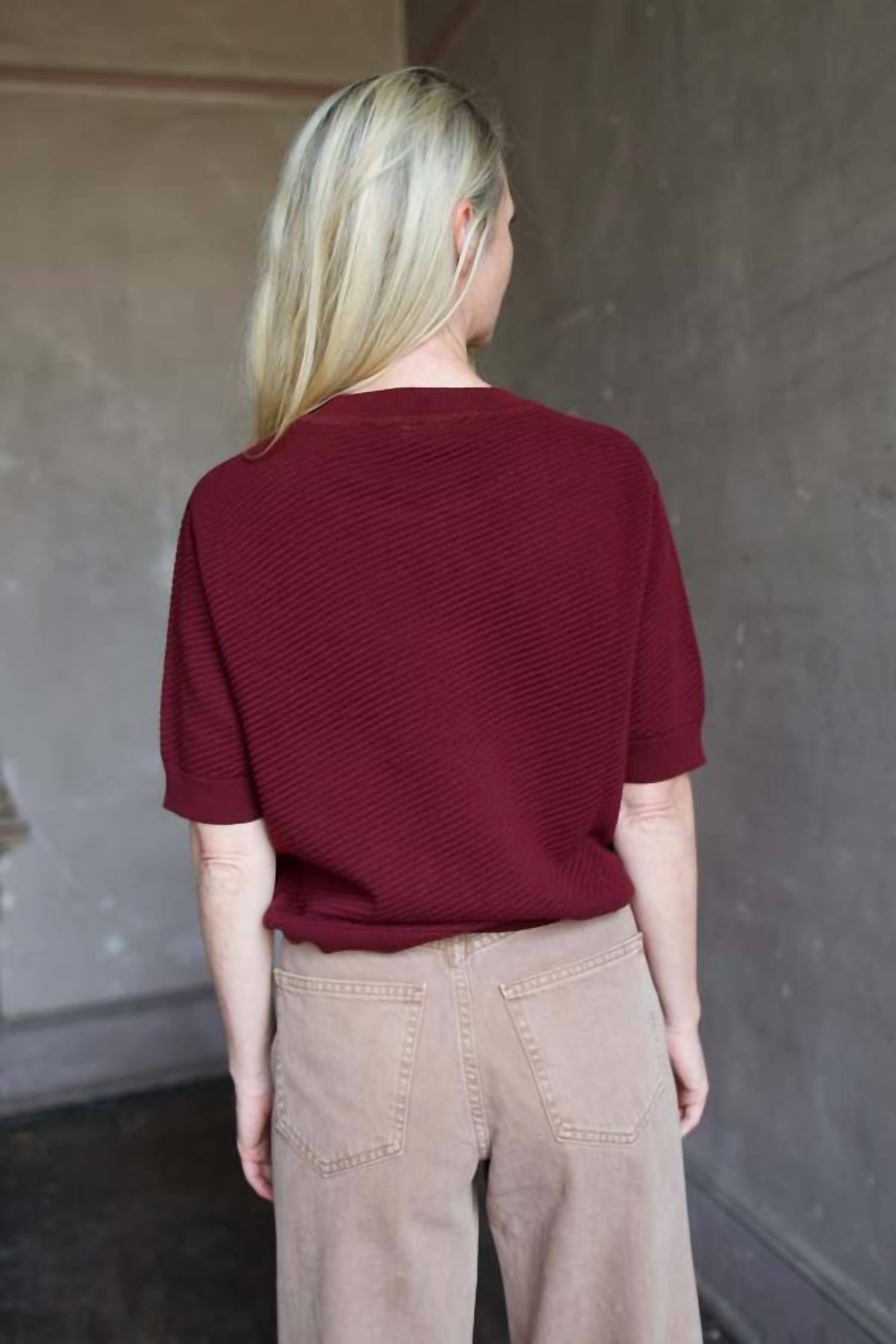 RACHEL COMEY Calibra Top in scarlet - women's t-shirt - detail view