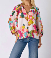 Crosby by Mollie Burch Nellie V-neck Blouse in blush - women's blouse - detail view
