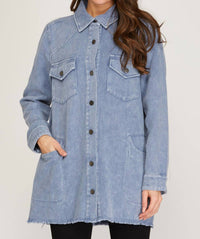 She + Sky - Got The Blues Denim Shacket