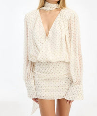 Rotate - Chiffon Long Sleeve V-neck Dress