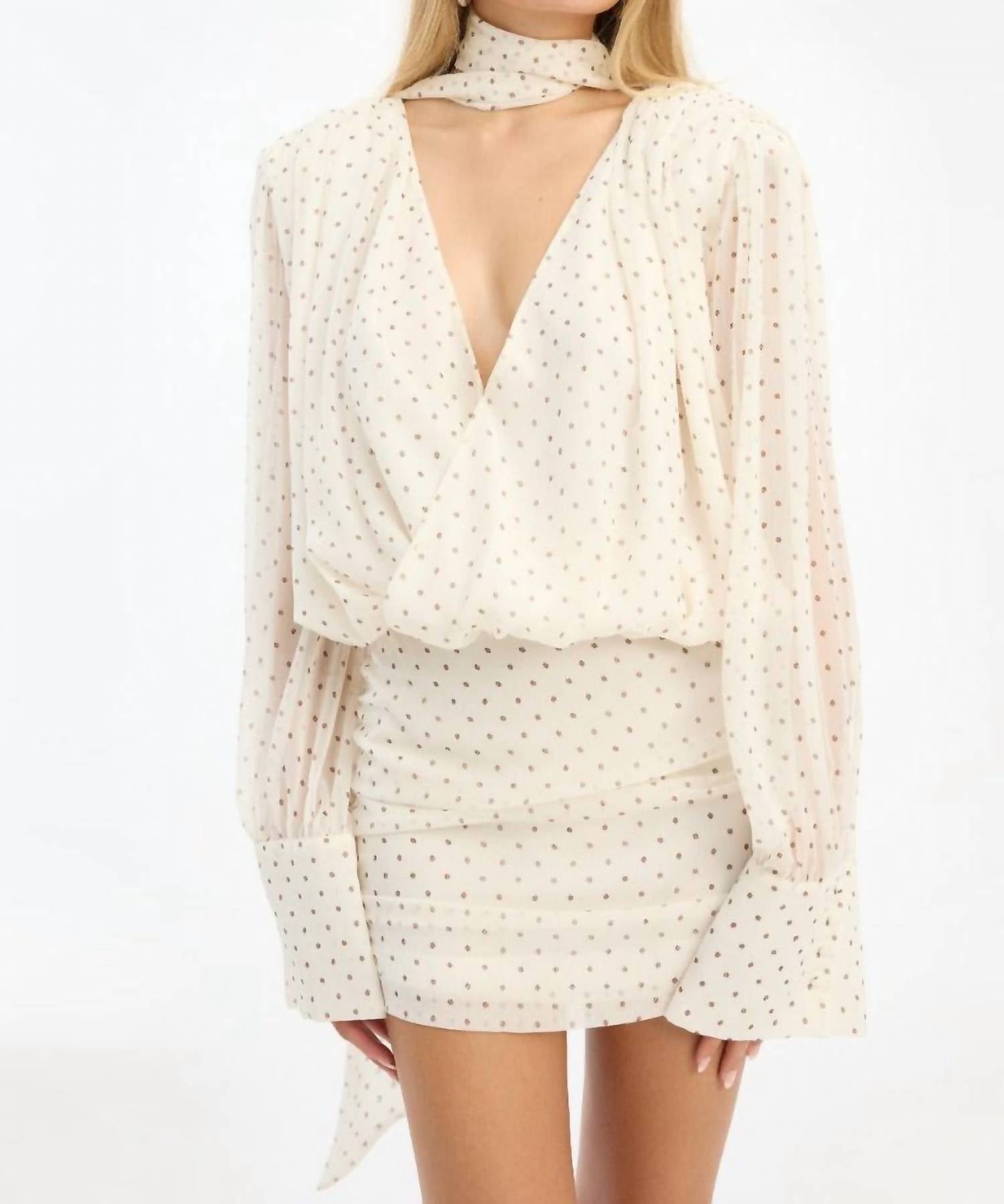 Rotate - Chiffon Long Sleeve V-neck Dress
