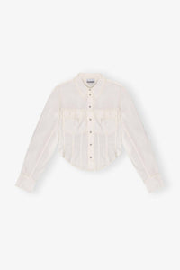 Ganni - Washed Stretch Cotton Corset Shirt
