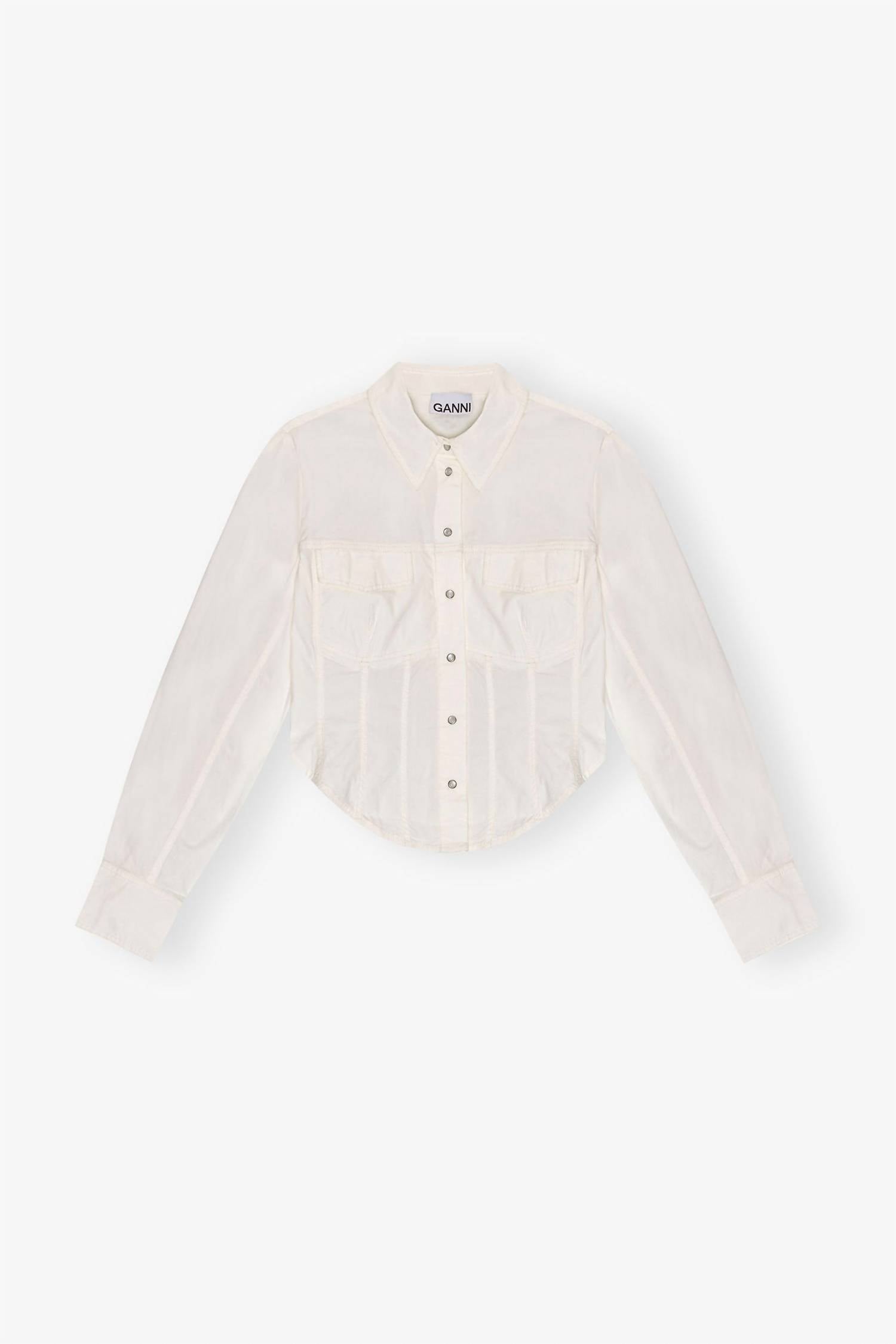 Ganni - Washed Stretch Cotton Corset Shirt