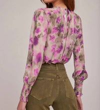 Bella Dahl Smocked Sleeve Blouse in floral camo - women's blouse - alternate view