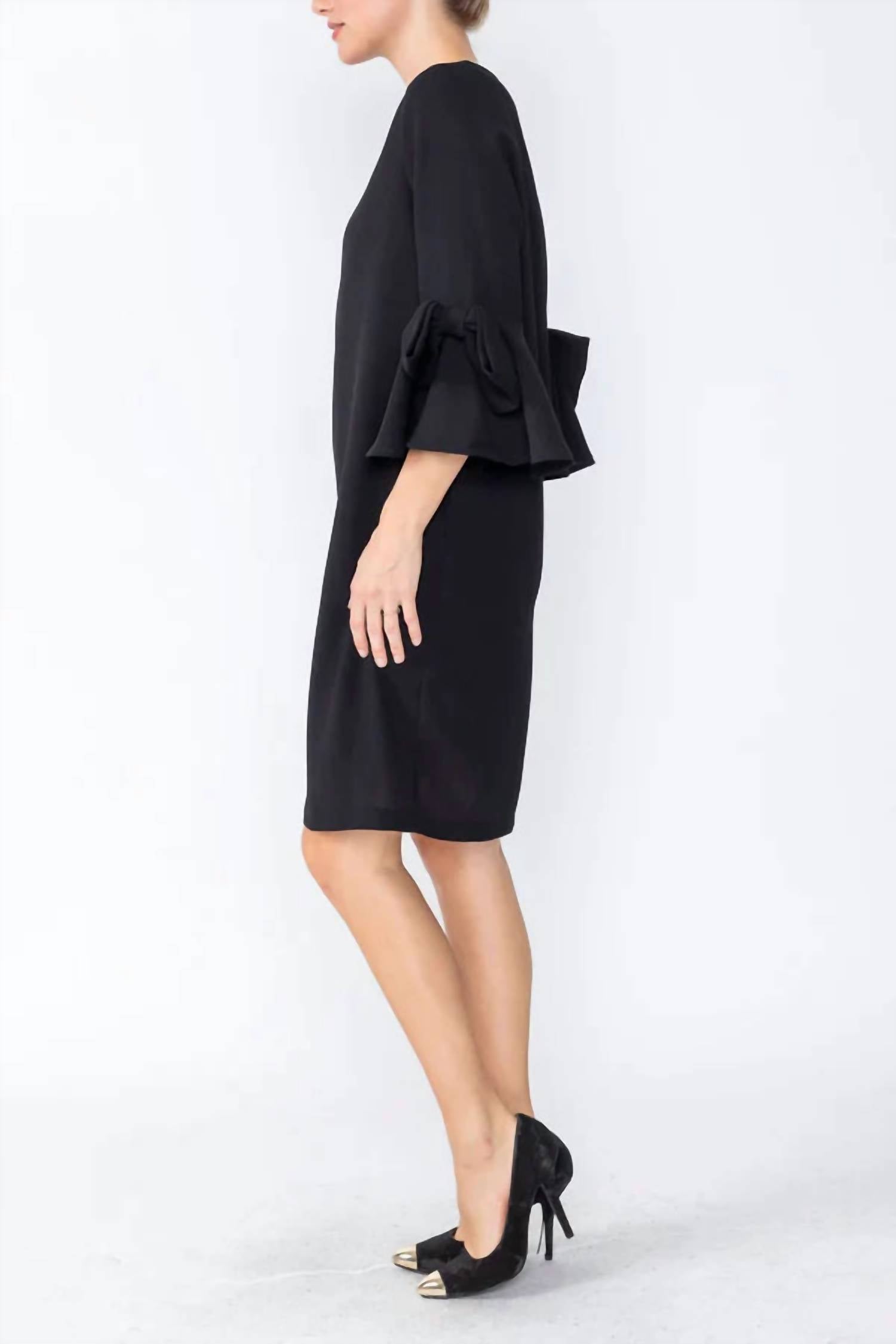 Ic Collection - Tiered-bell-sleeve Bow Mini Dress