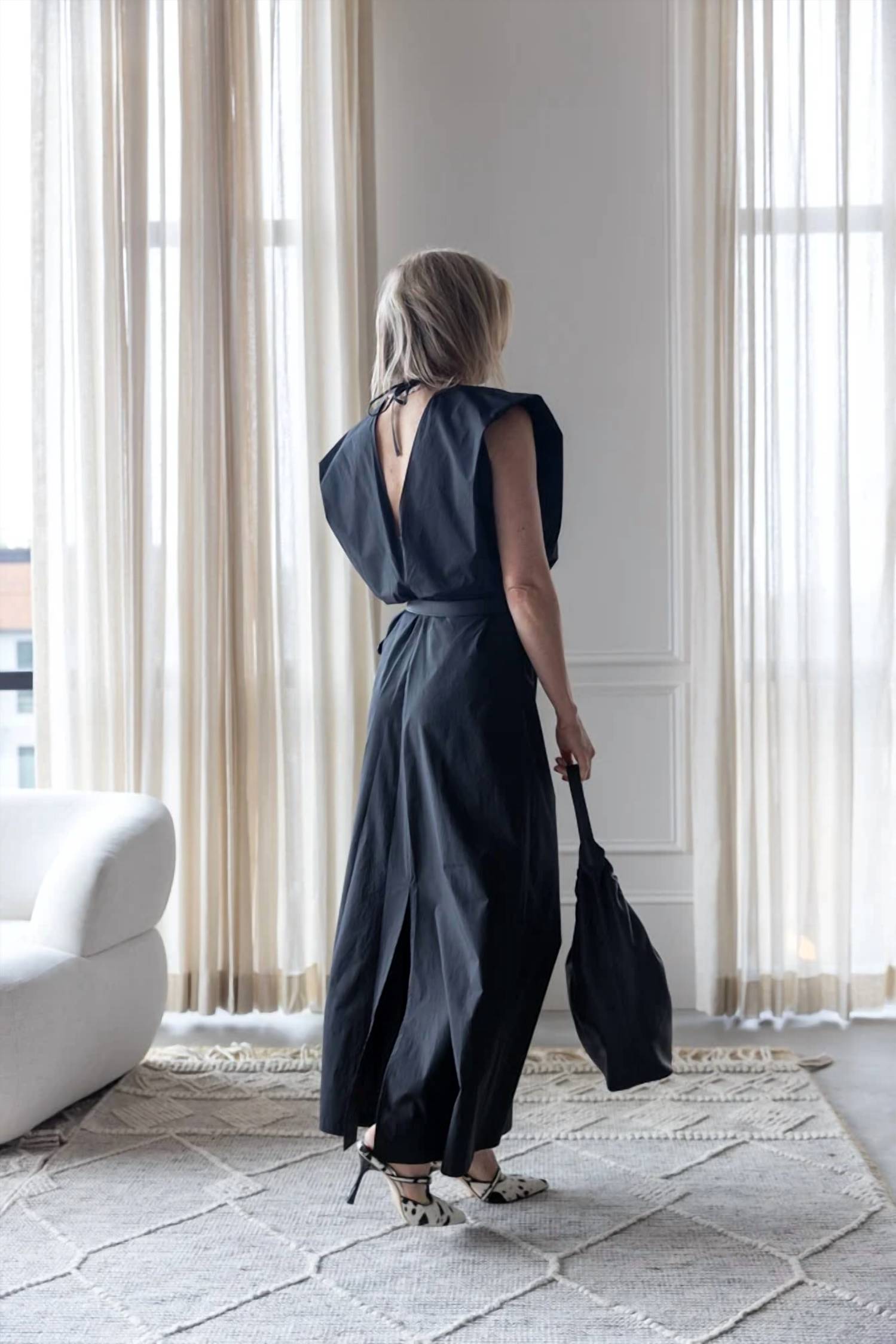 Alysi - Long Crewneck Poplin Dress