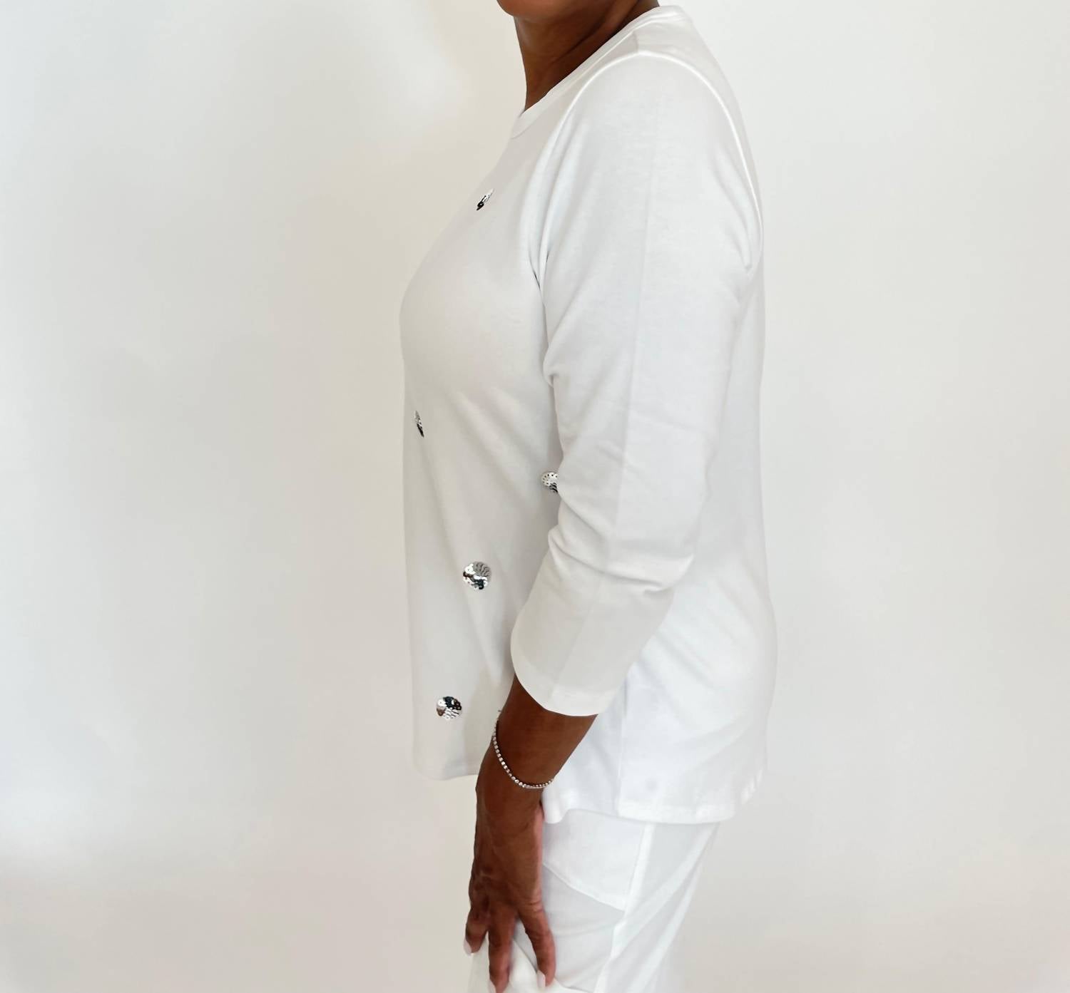 Eli - Ruth 3/4 Sleeve With Sequin Dots Top