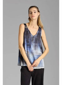 Avant Toi - Hand Painted Stretch Silk V Neck Tank Top