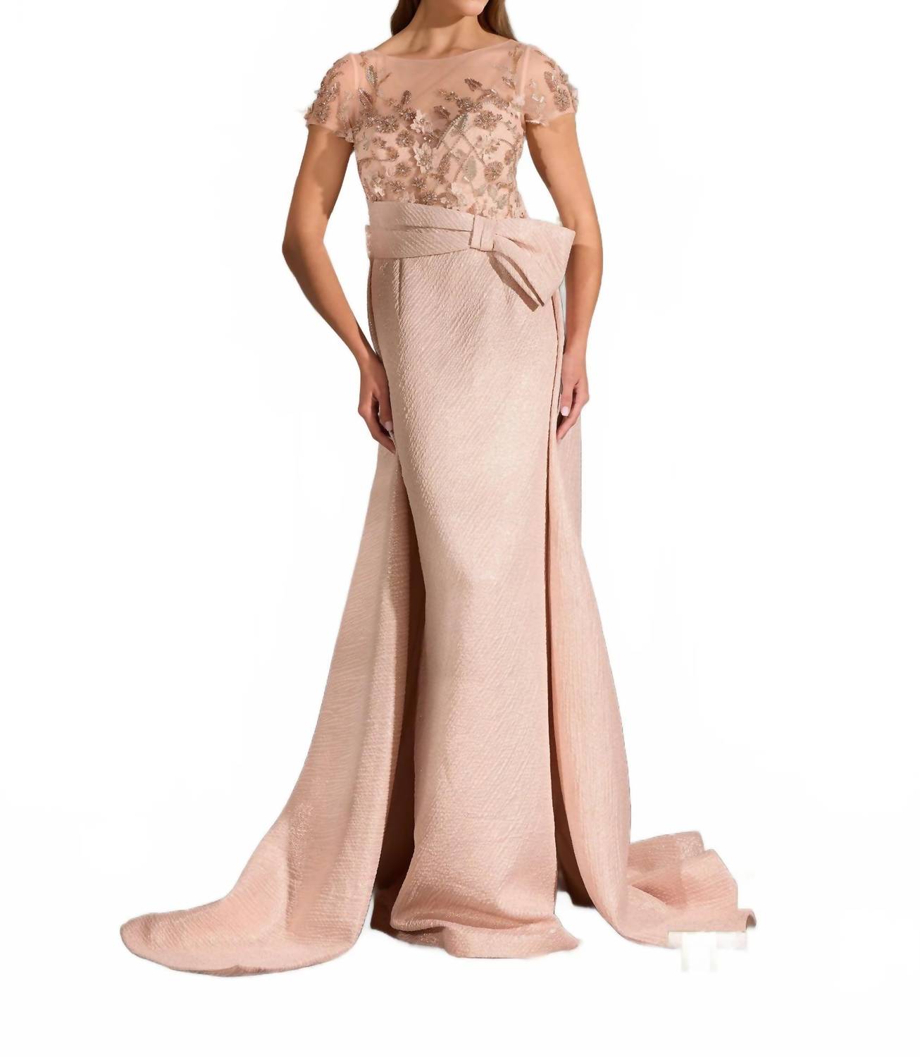 Terani Couture - Sophisticated Formal Mother Of The Bride Short Jacquard Dress