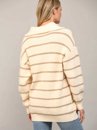 Fate - Stripe Half-zip Tunic Sweater