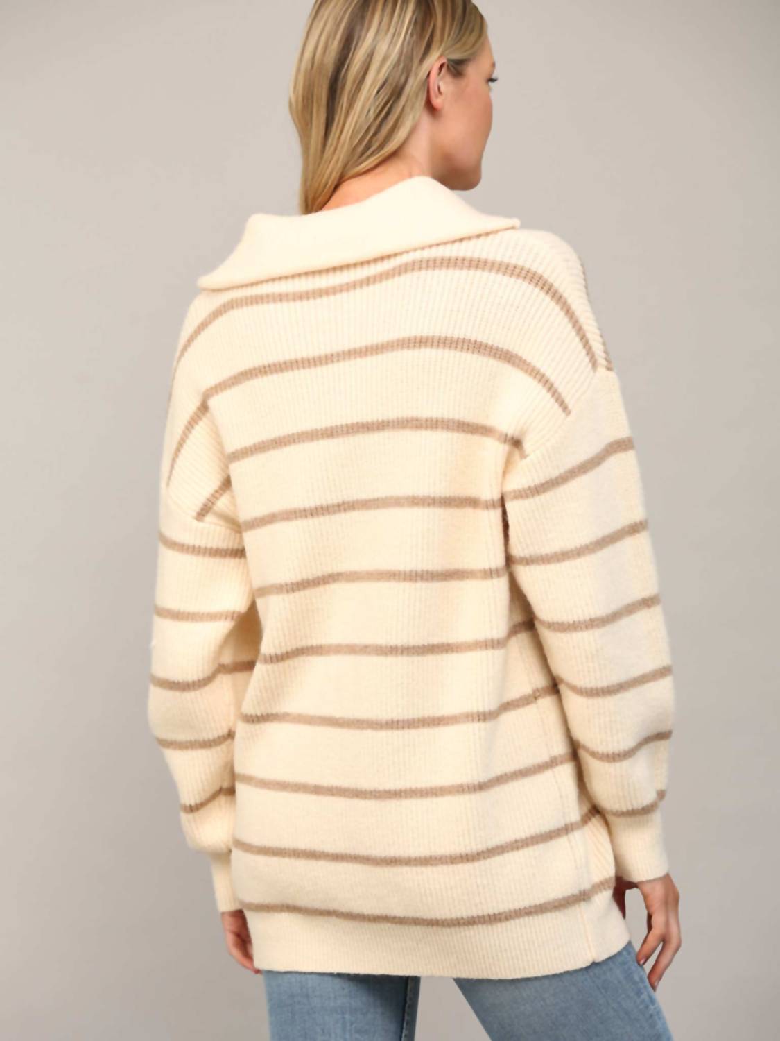 Fate - Stripe Half-zip Tunic Sweater