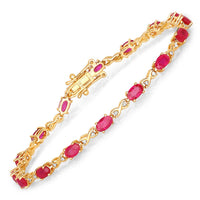 Diana M Jewels Women's Oval Natural Ruby Bracelet (3.63 Ct) - Signature Plus in 14k yellow gold - women's jewelry