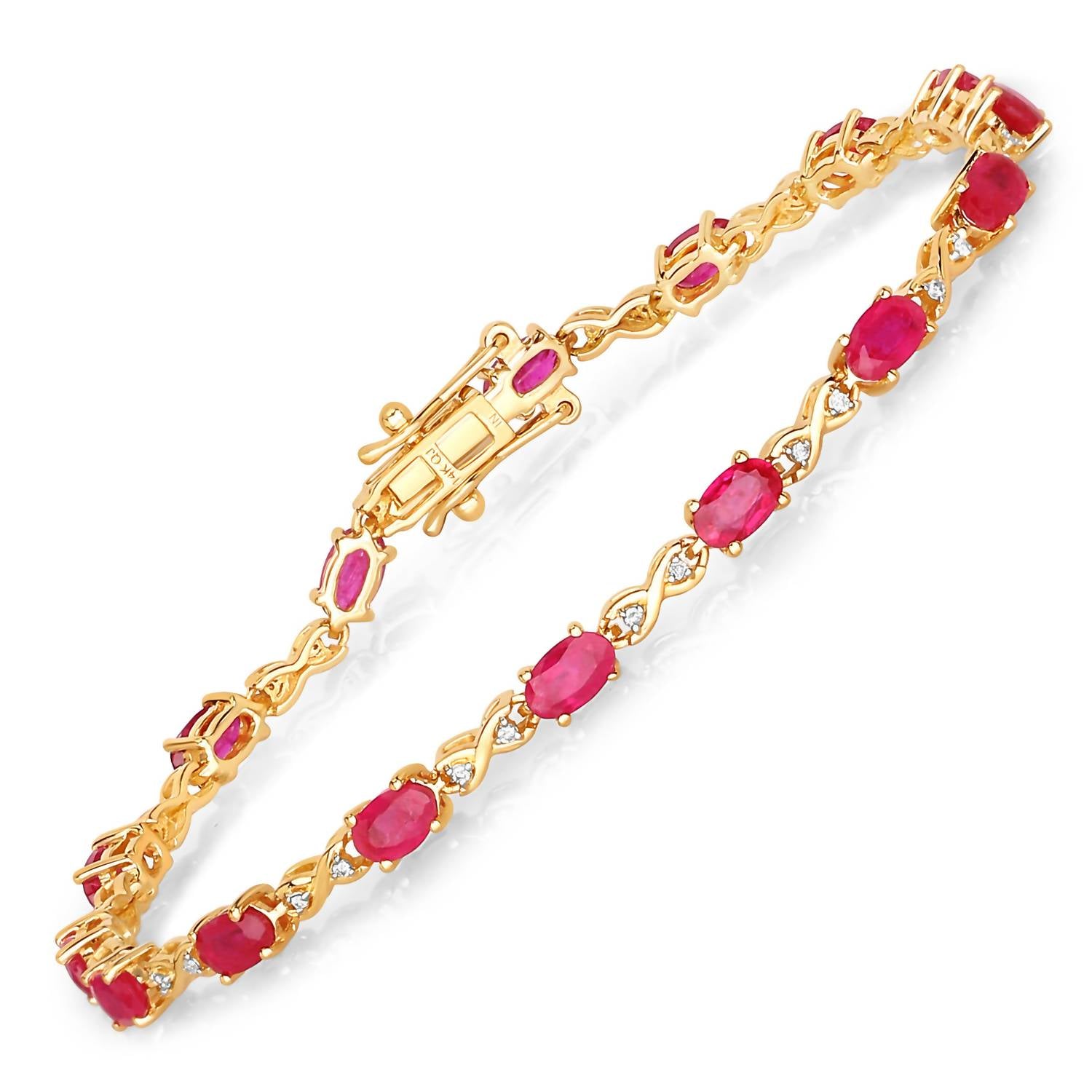 Diana M Jewels Women's Oval Natural Ruby Bracelet (3.63 Ct) - Signature Plus in 14k yellow gold - women's jewelry