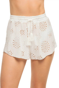 ELAN Eyelet Embroidered Shorts in white - women's shorts