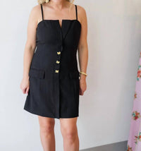 Strut & Bolt - Women's Lapel Mini Dress With Tailored Buttons