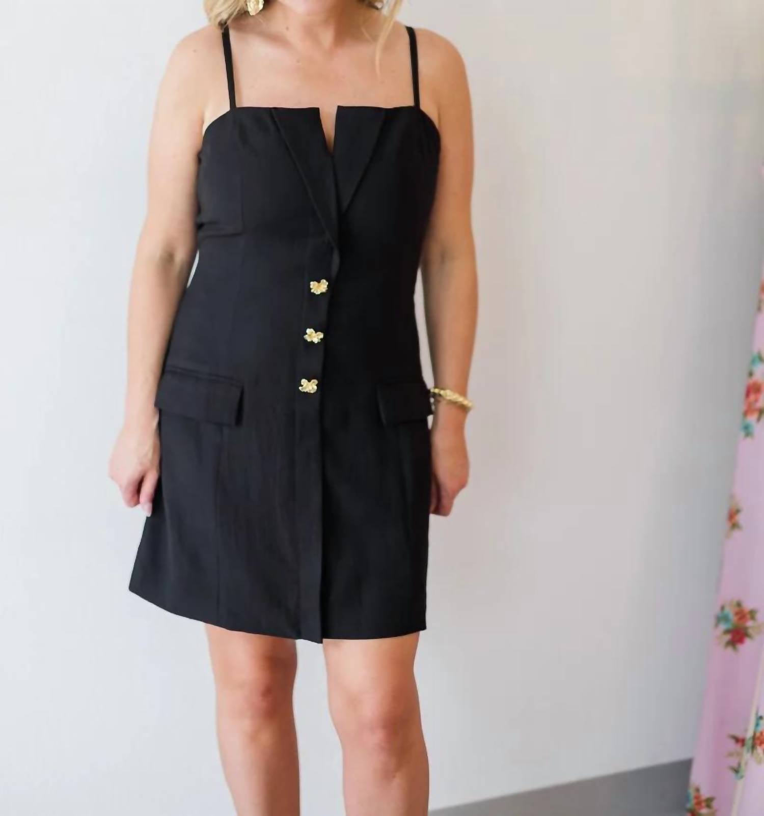 Strut & Bolt - Women's Lapel Mini Dress With Tailored Buttons