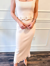 needii Hour Knit Tank Top And Matching Skirt Set in blush 1 - women's skirt - alternate view
