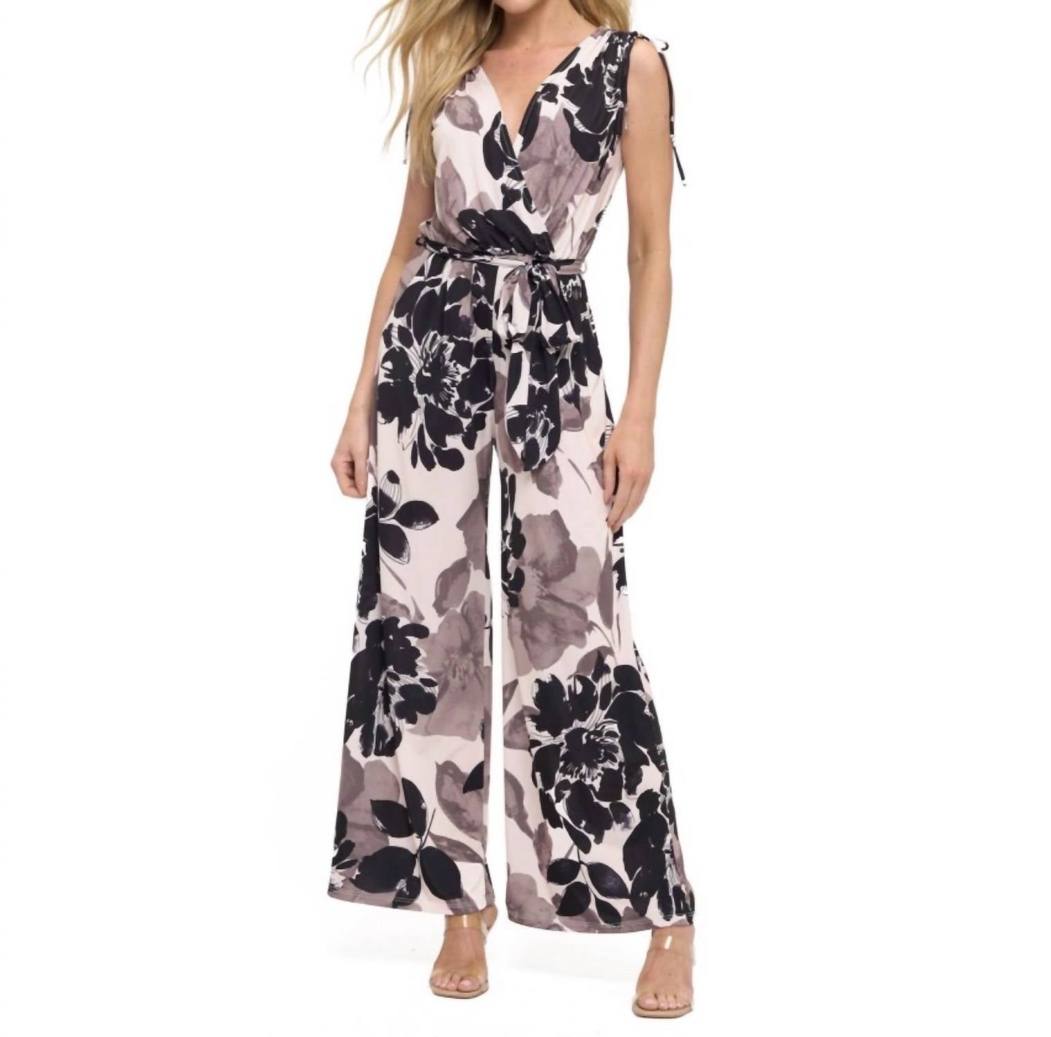 Ariella - Floral Tie Shoulder Jumpsuit