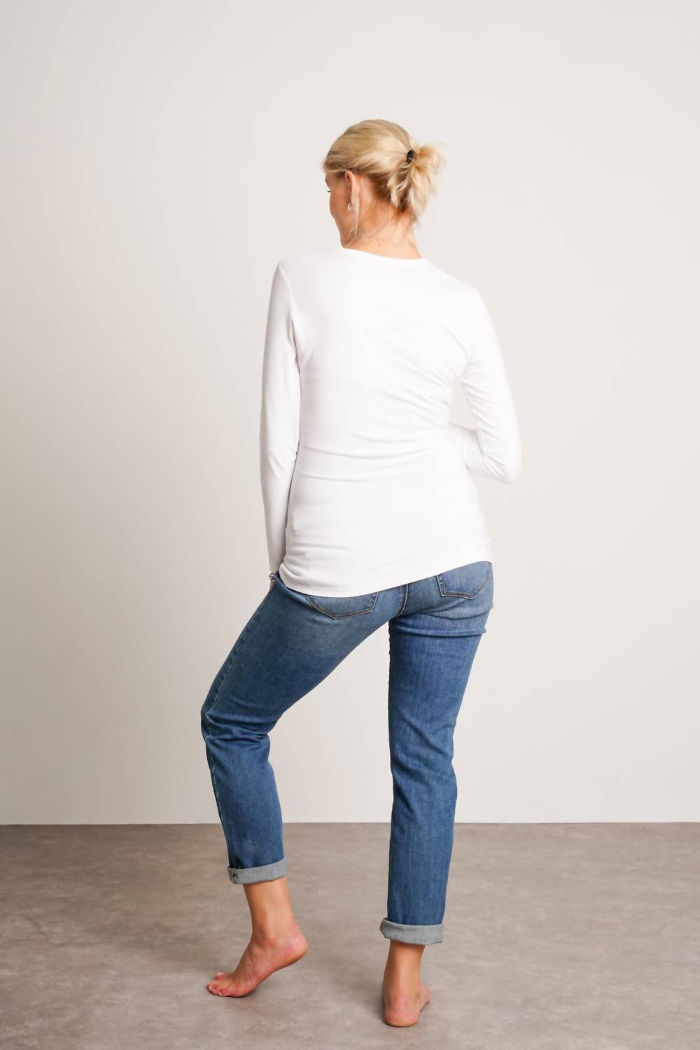 NOM Maternity Liv Long Sleeve Tee in white - women's long sleeve top - view 5