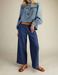 Easel POLKA DOTS WASHED BLOUSE in blue - women's blouse