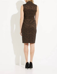 Joseph Ribkoff High-neck Abstract Sheath Dress in black brown - women's dress - view 5