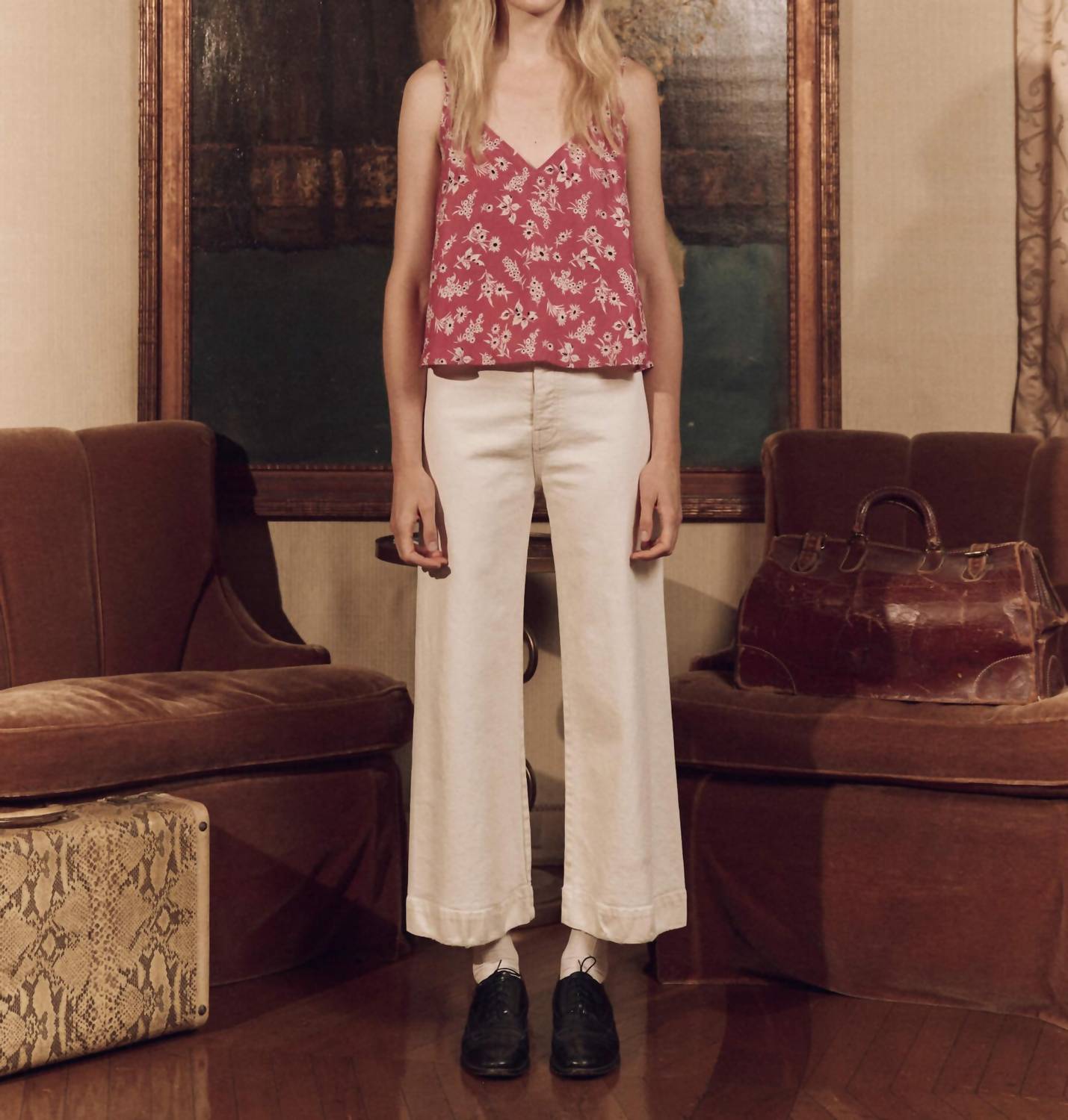 The Great. - Aubergine V-neck Cami Top