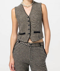 Guest In Residence - Houndstooth Tailored V-neck Vest