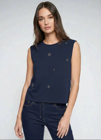 Vilagallo - Sleeveless Embroidered Beaded Top