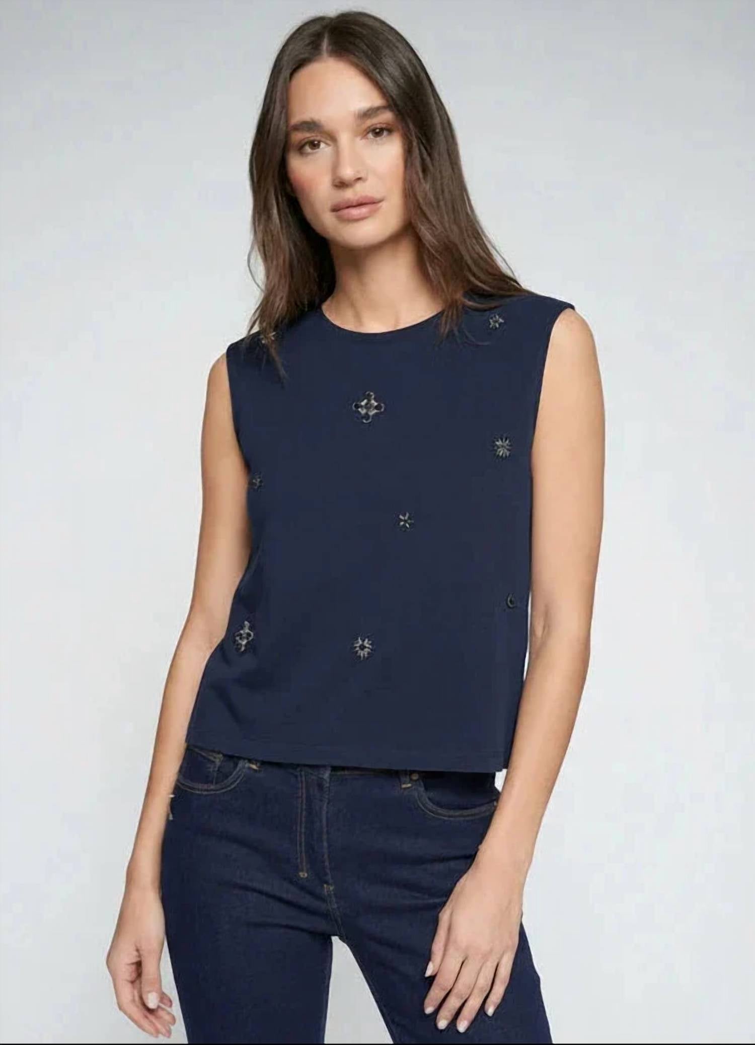 Vilagallo - Sleeveless Embroidered Beaded Top