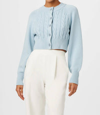TOCCIN Rita Cotton Cardigan in light blue - women's cardigan