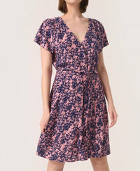 Soaked In Luxury - Sylvia V-neck Short Sleeve Belt Mini Dress