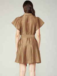 current air Button-down Mini Shirts Dress in latte - women's dress - detail view