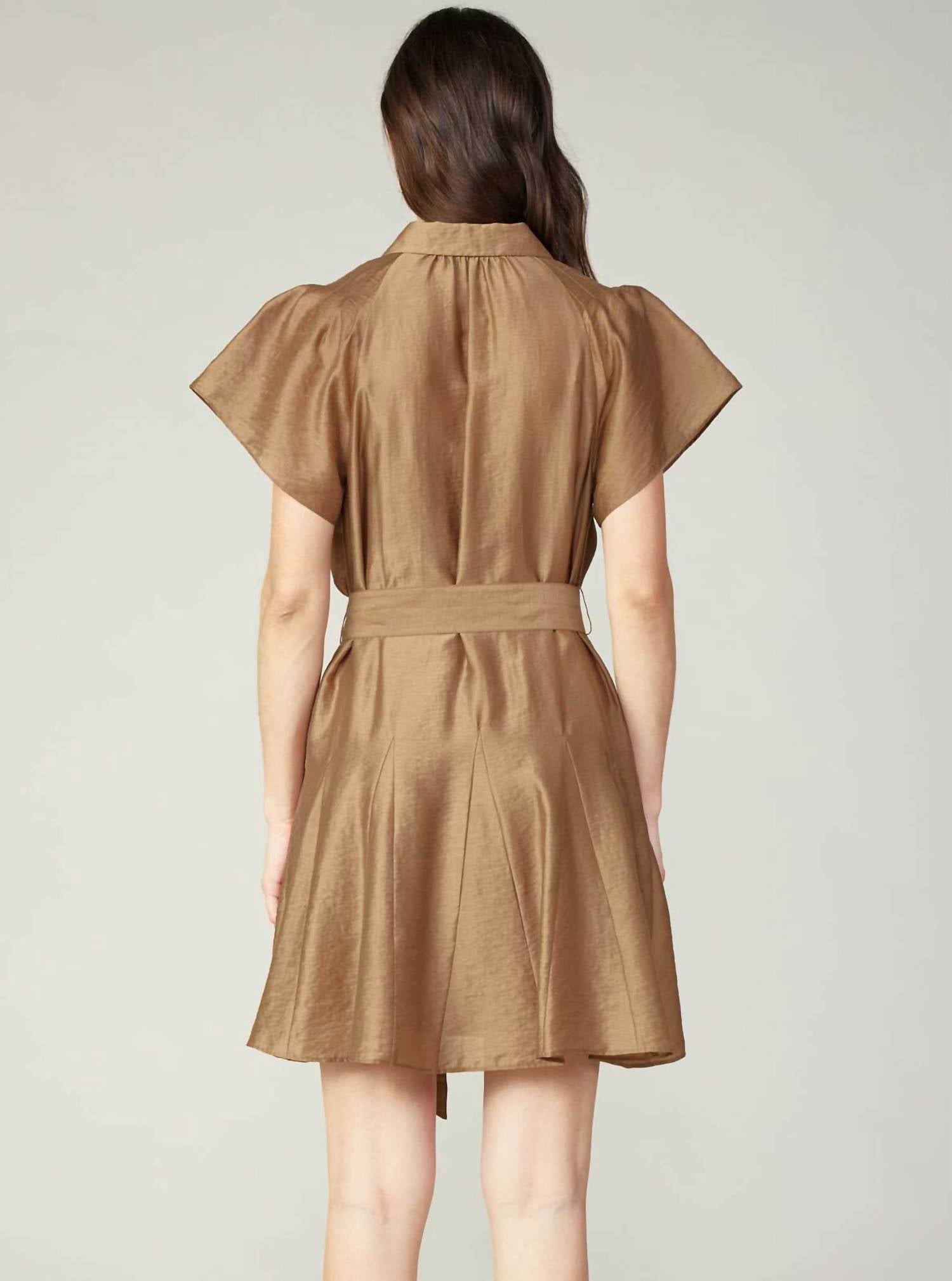 current air Button-down Mini Shirts Dress in latte - women's dress - detail view