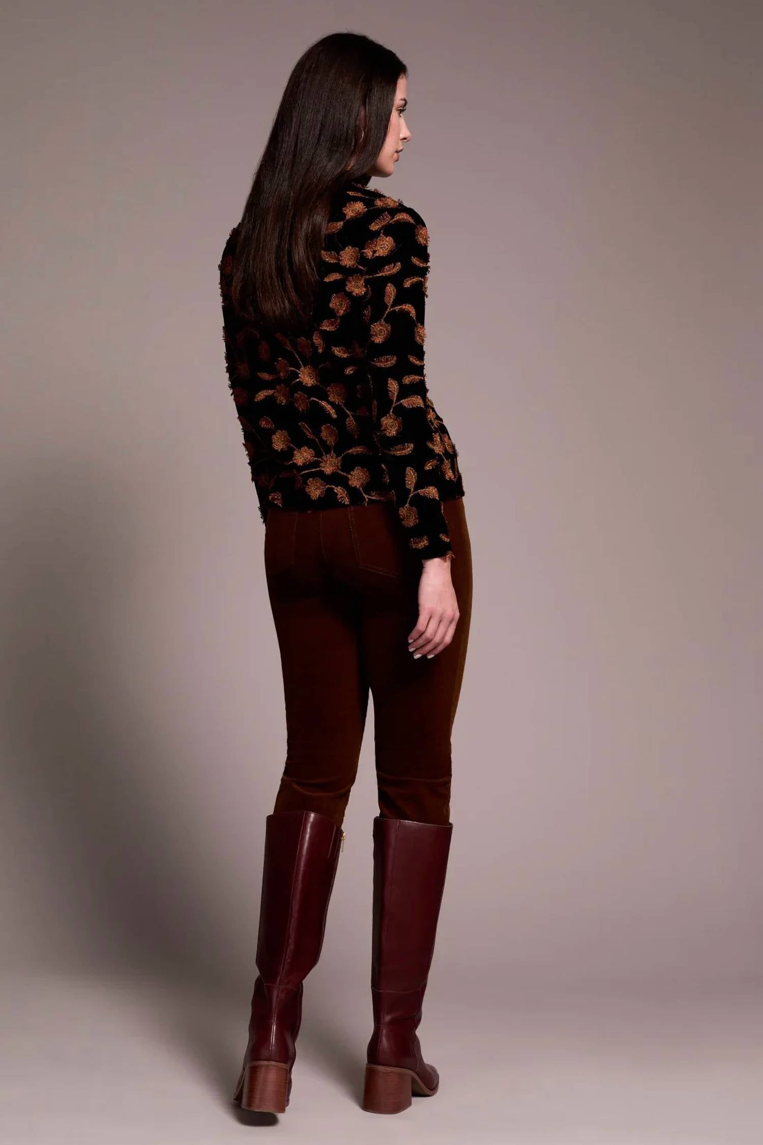 Tribal - Eliza Embellished Velvet Mock Neck Top