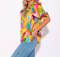 Ivy Jane - Tropical Satin Cactus Top