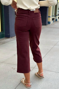 Judy Blue - Women's Charlotte Tummy Control Dyed Wide Crop Pants