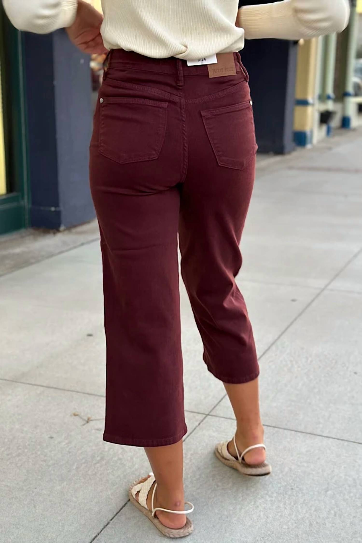 Judy Blue - Women's Charlotte Tummy Control Dyed Wide Crop Pants