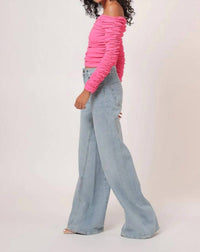 line and dot Kai Off Shoulder Top in hot pink - women's long sleeve top - view 5