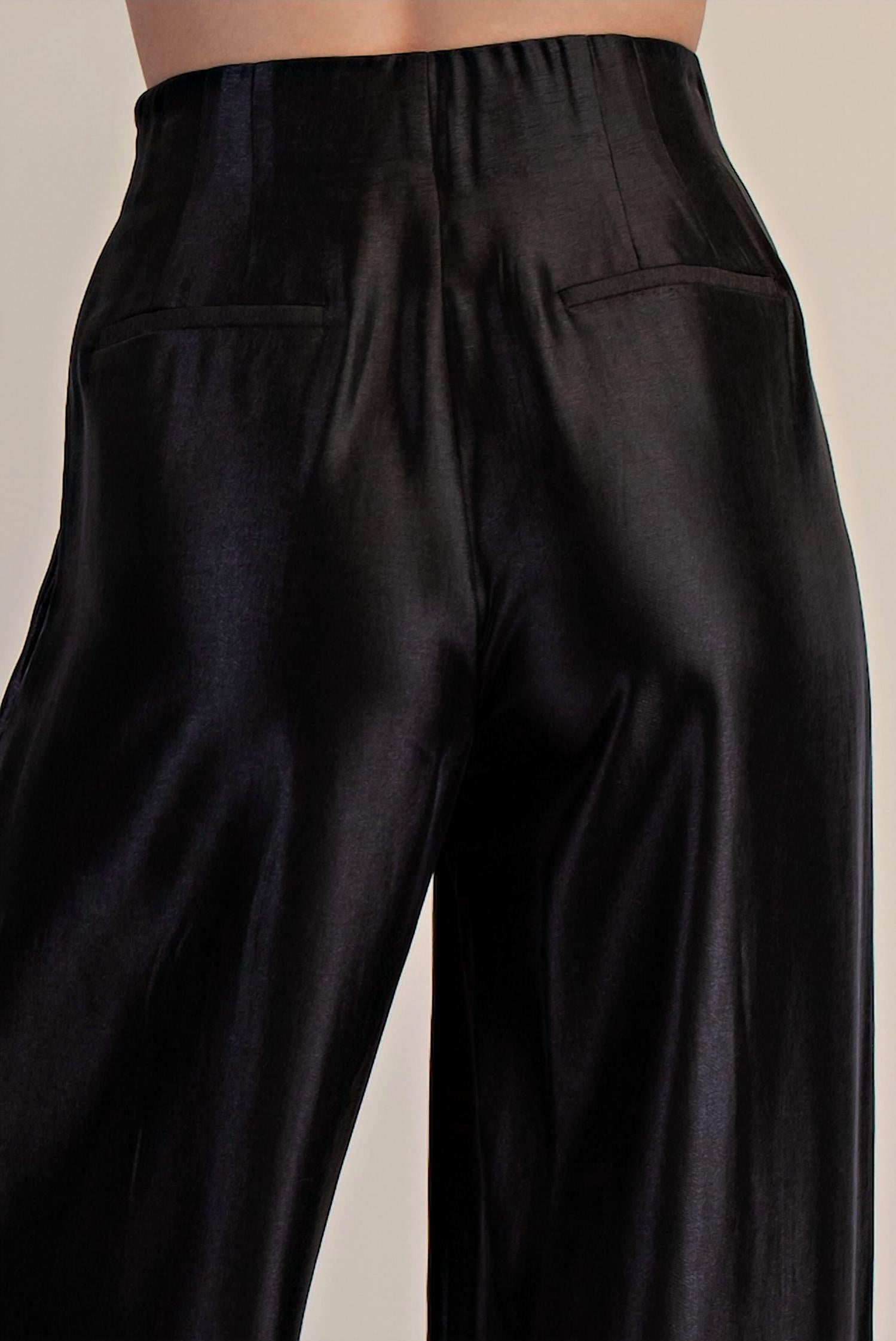 Glam - Wide Leg Tie High-waisted Pant